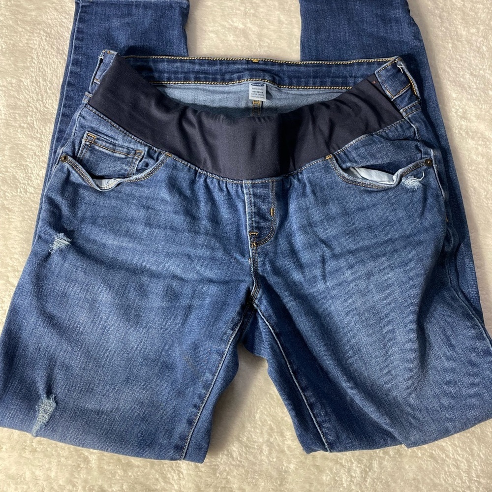 Women's Blue Maternity Jeans Rockstar Super Skinny Size 8